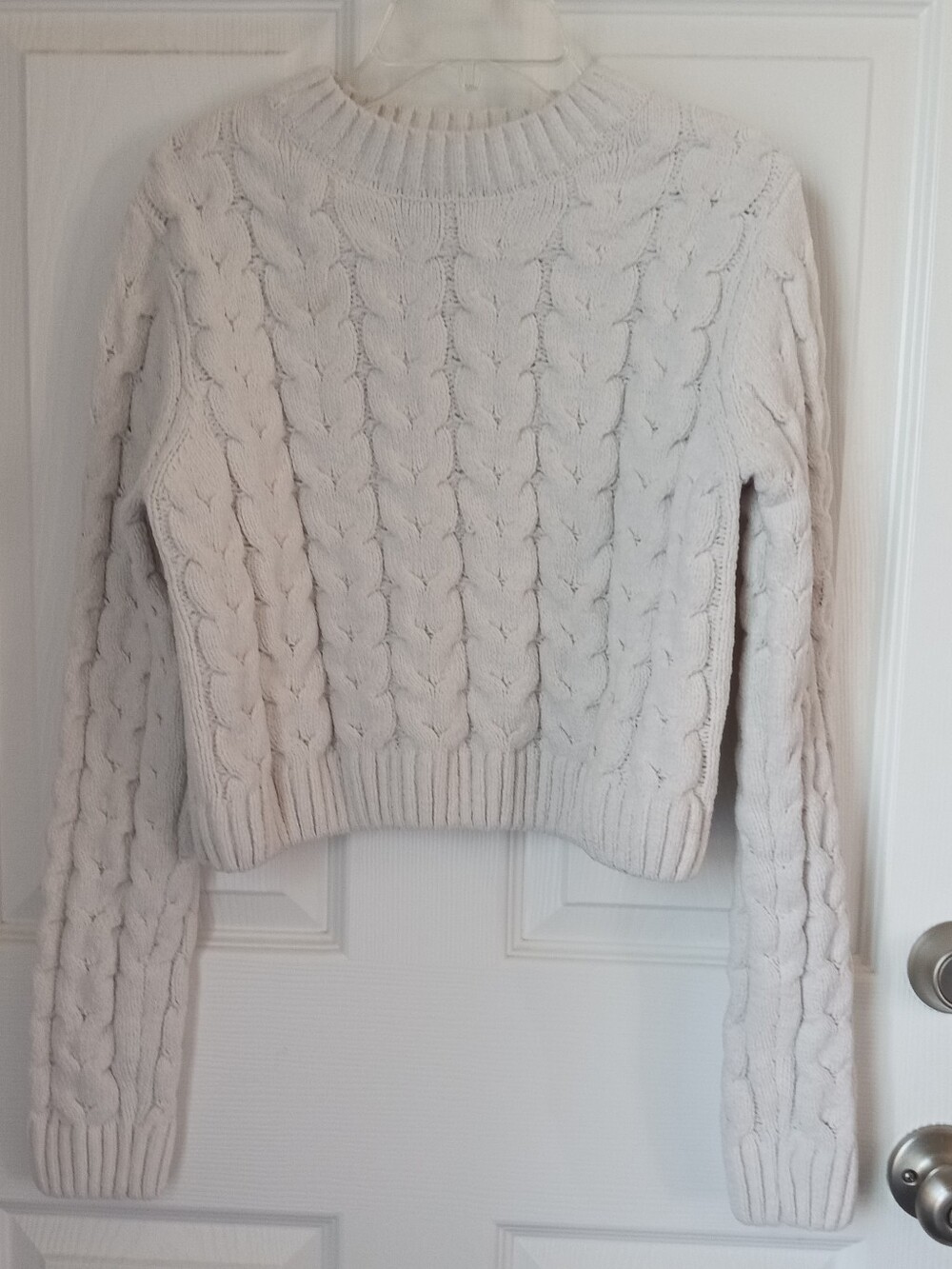 Streetwear Society Cream Cable Knit Crewneck Sweater